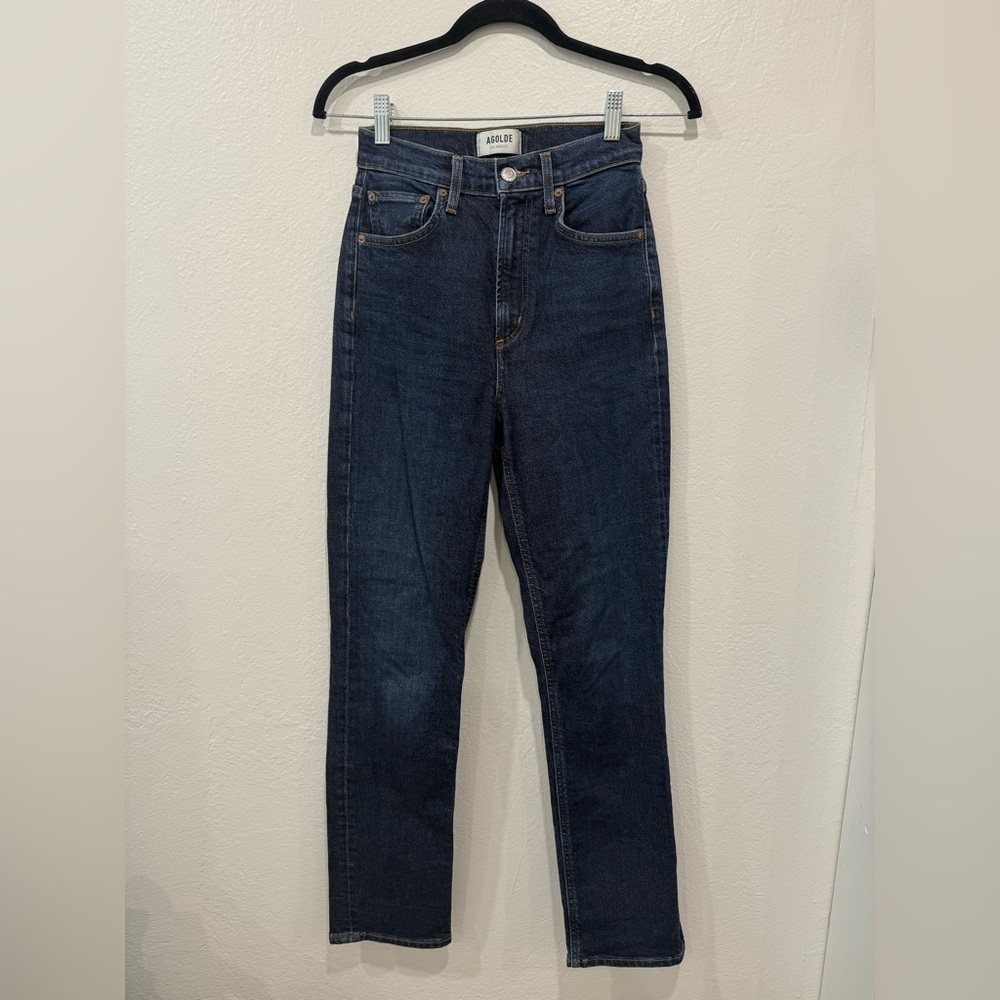 AGOLDE High Rise Stovepipe Jeans Discord Dark Indigo 23 - Picture 3 of 6